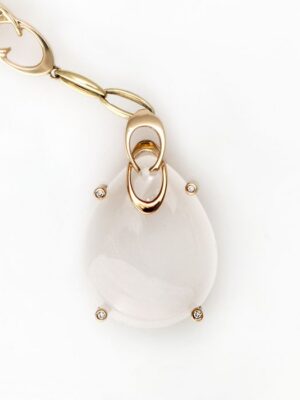 Chimento yellow gold necklace with moonstone and diamonds