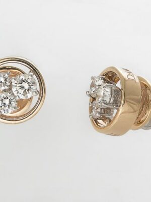 Damiani pink and white gold earrings with white diamonds