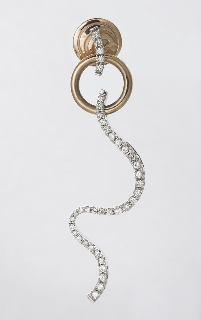 Damiani white and pink gold earrings with white diamonds