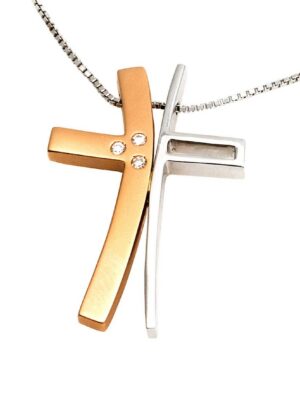 Alfieri & St.John white gold chain and cross pendant with diamonds