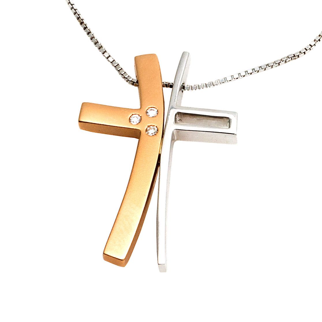 Alfieri & St.John white gold chain and cross pendant with diamonds