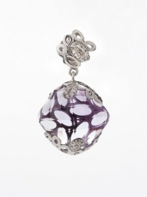 Alfieri & St.John white gold earrings with amethyst and diamonds