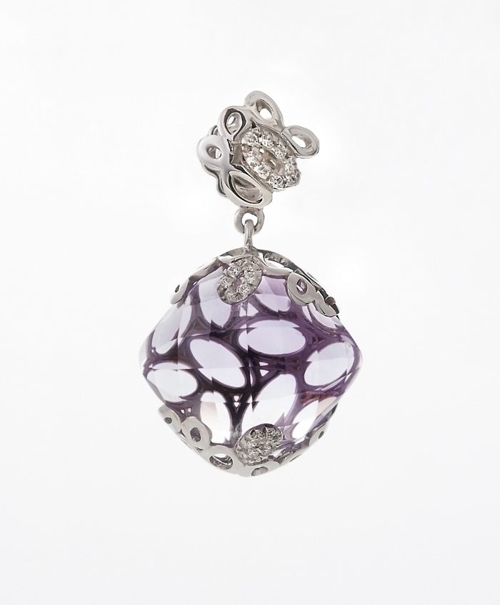 Alfieri & St.John white gold earrings with amethyst and diamonds