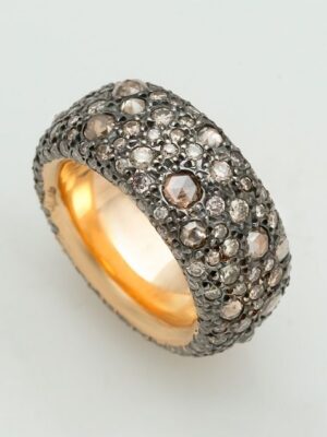 Pomellato yellow gold ring with brown diamonds