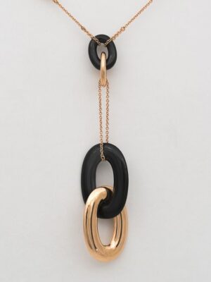 Nanis pink gold chain and pendant with onyx