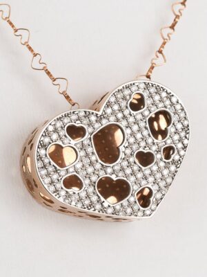 Nanis white and pink gold chain and pendant with diamonds