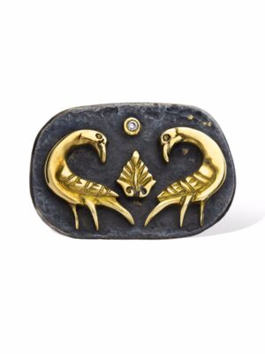Anna Avakian silver ring with gold doves