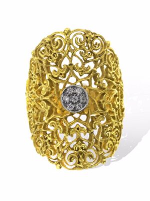 Anna Avakian yellow gold ring with white diamonds