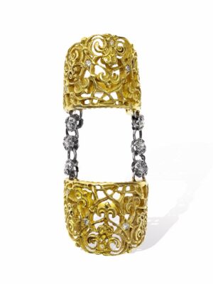 Anna Avakian yellow gold double ring with diamonds