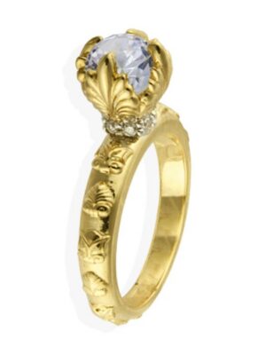Anna Avakian gold engagement ring with diamond