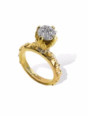 Anna Avakian gold engagement ring with diamonds
