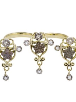 Anna Avakian double ring with star stones and diamonds