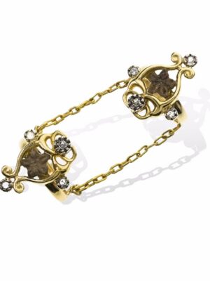 Anna Avakian double ring with diamonds and star stones