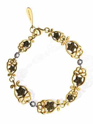 Anna Avakian yellow gold bracelet with diamonds and star stones