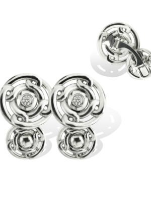 Anna Avakian white gold cufflinks with diamonds
