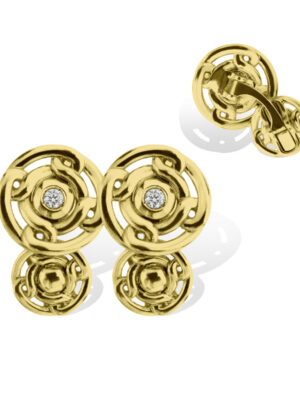 Anna Avakian yellow round-shape gold cufflinks with diamonds