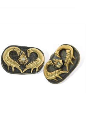 Anna Avakian yellow gold and silver earrings