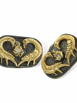Anna Avakian yellow gold and silver earrings