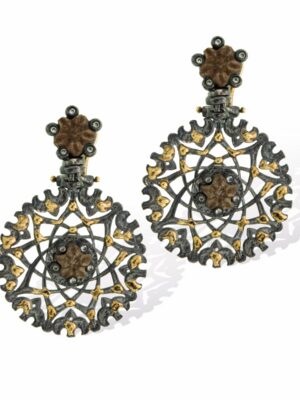 Anna Avakian black silver earrings with gold and star stones