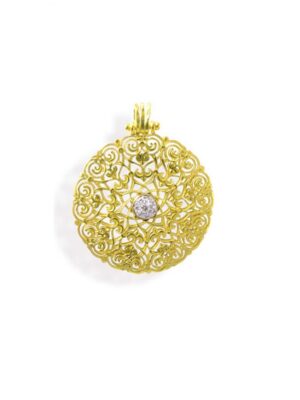 Anna Avakian yellow gold pendant with diamonds
