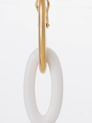 Nanis yellow gold earrings with white agate