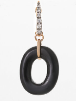 Nanis pink gold earrings with black onyx and diamonds