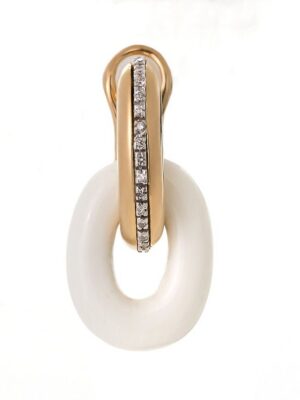 Nanis yellow gold earrings with white agate and diamonds