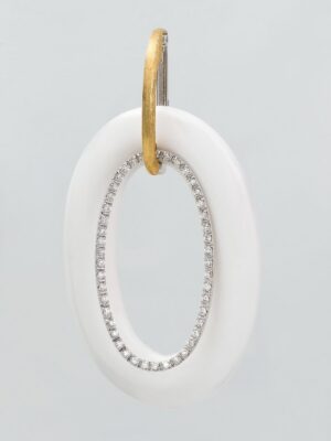 Nanis gold pendant with white diamonds and agate