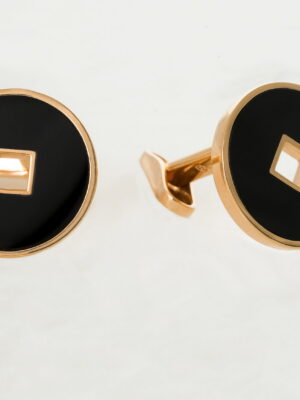 Salvini yellow gold cufflinks with black onyx