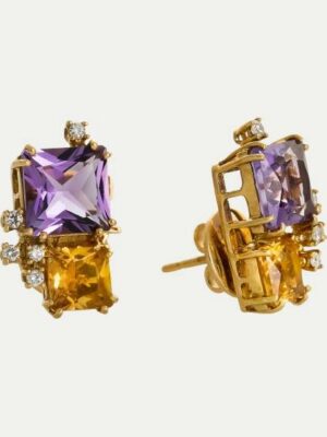Salvini yellow gold earrings with amethyst, citrine and diamonds