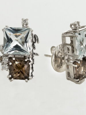 Salvini white gold earrings with smoky topaz, aquamarine and diamonds