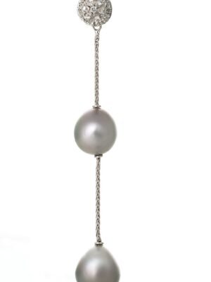 Salvini white gold earrings with pearls and diamonds