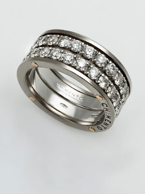 Chimento white gold wedding band with white diamonds