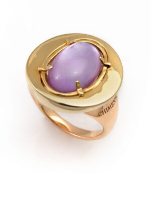 Chimento yellow and pink gold ring with mother of pearl and amethyst