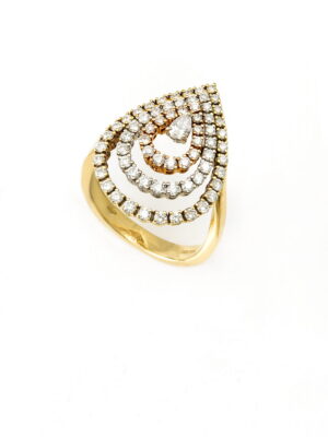 Damiani yellow, pink and white gold ring with white diamonds