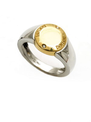Damiani silver ring with diamond and onyx