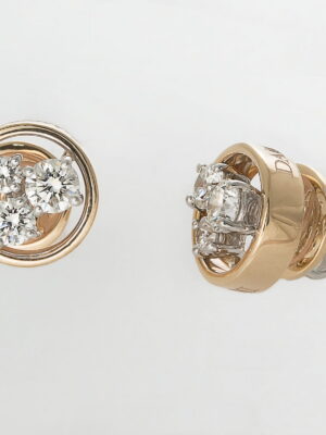 Damiani pink and white gold earrings with white diamonds