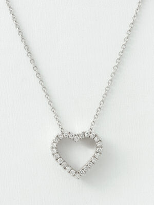 Alfieri & St.John white gold chain and hearth pendant with diamonds