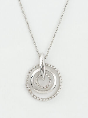 Salvini white gold chain and circle pendant with diamonds