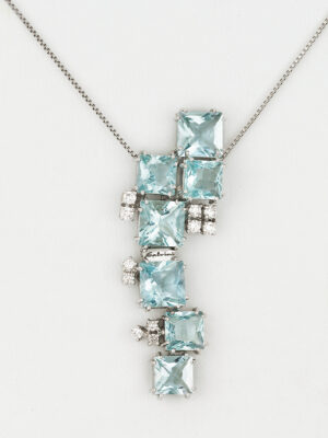 Salvini white gold chain and pendant with aquamarine and diamonds