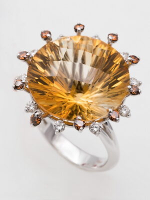 Alfieri & St.John white gold ring with citrine and diamonds