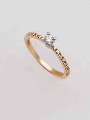 Alfieri & St.John yellow gold engagement ring with diamonds