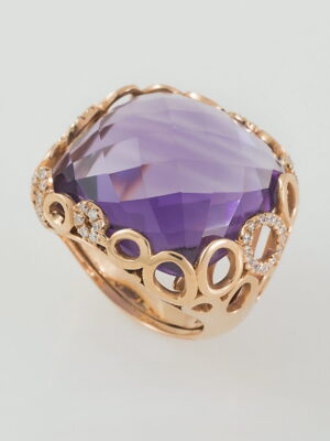 Alfieri & St.John yellow gold ring with amethyst and diamonds