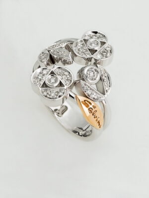 Salvini white and pink gold ring with white diamonds