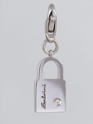 Salvini white gold padlock pendant/charm with diamond