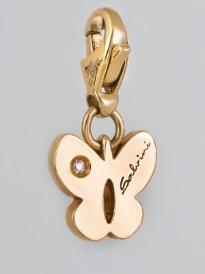 Salvini yellow gold butterfly pendant/charm with diamond