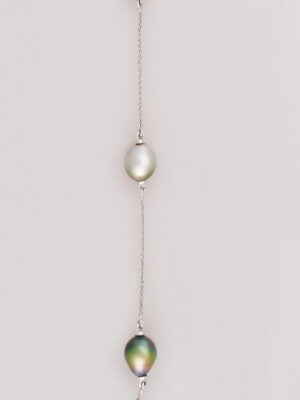 Salvini white gold bracelet with pearls and cross charm with diamonds