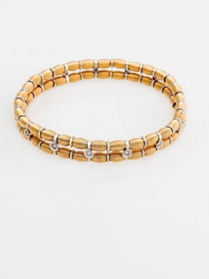 Jarretiere white and yellow gold elastic bracelet with diamonds
