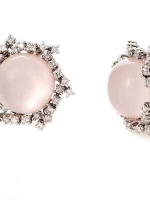 Alfieri & St.John white gold earrings with pink quartz and diamonds