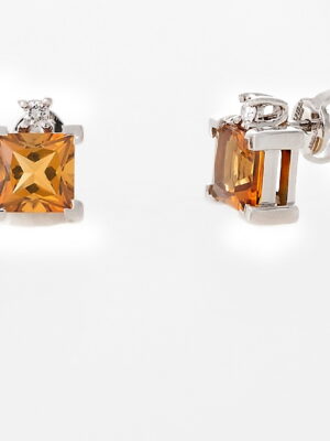 Alfieri & St.John white gold earrings with citrine and diamonds
